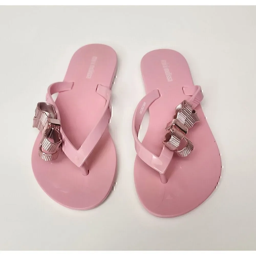 Mini Melissa Girls HARMONIC SWEET V AD Pink Thong Sandals Size 1/Eur 32